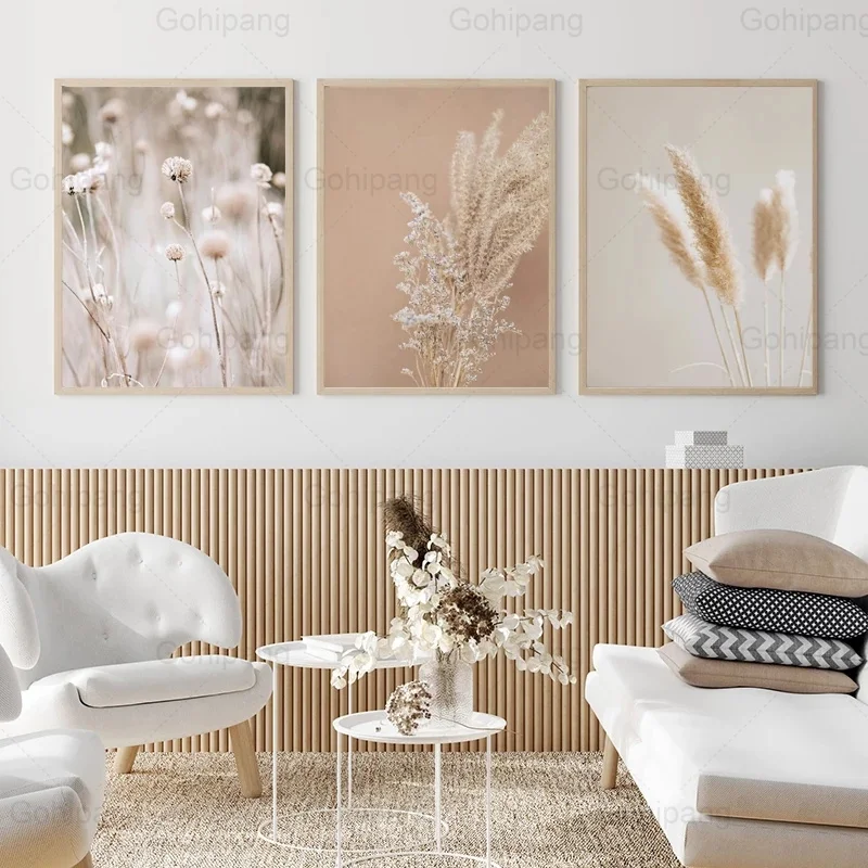 

Gohipang Landscape Canvas Painting Plants Yellow Reeds Nordic Art Poster Stickers Modern Home Kitchen Living Room Decoration
