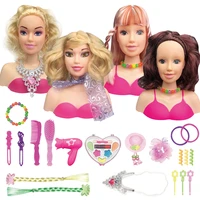 stylist kids makeup beauty toys for girls half body hairstyle doll with cosmetic set makeup training head pretend play toy gift