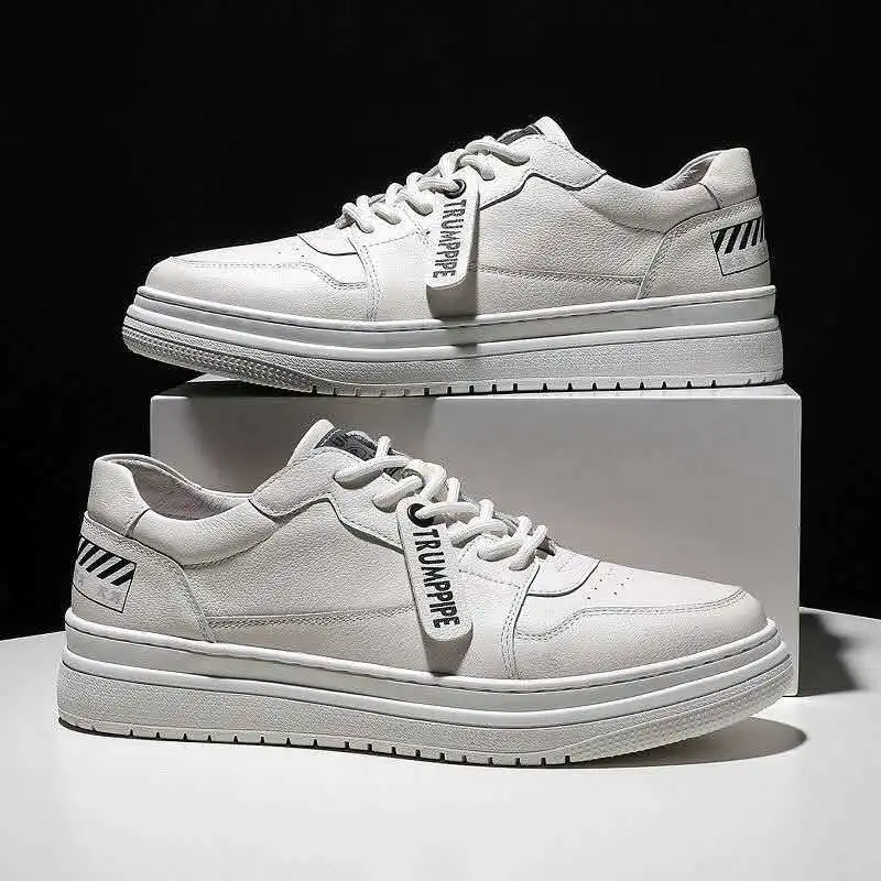 

Кроссовки мужские дышащие, повседневная спортивная обувь, плоская подошва, белые, на осень