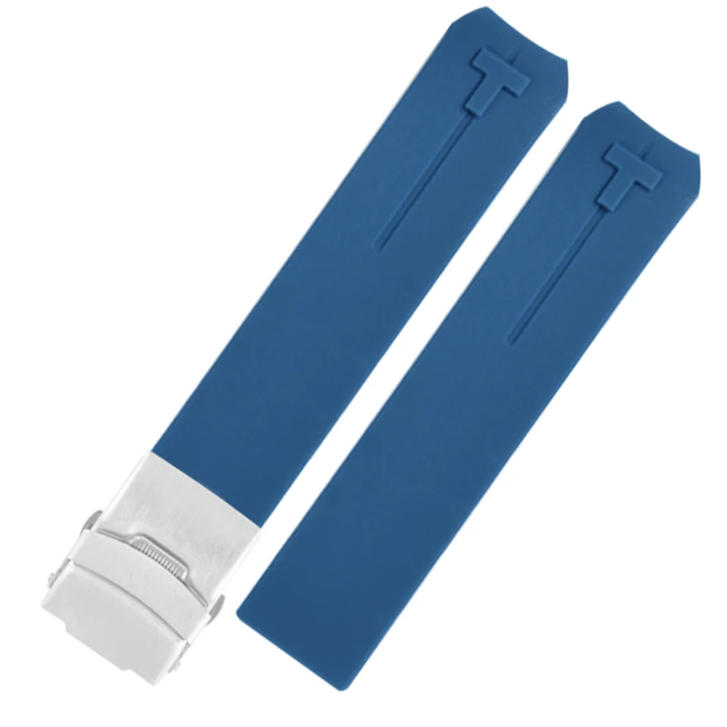 blue 1 clasp 20mm Силиконовые ремешки для часов 20 мм 21 мм для Tissot T013 T047 резиновый оранжевый ремешок T-Sport ремешок водонепроницаемый T013420A T047420A - Цвет ремешка: blue 1 clasp 20mm