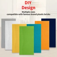 compatible with famous brand big small particle building blocks plastic bricks diy right angle bottom plate accessories long