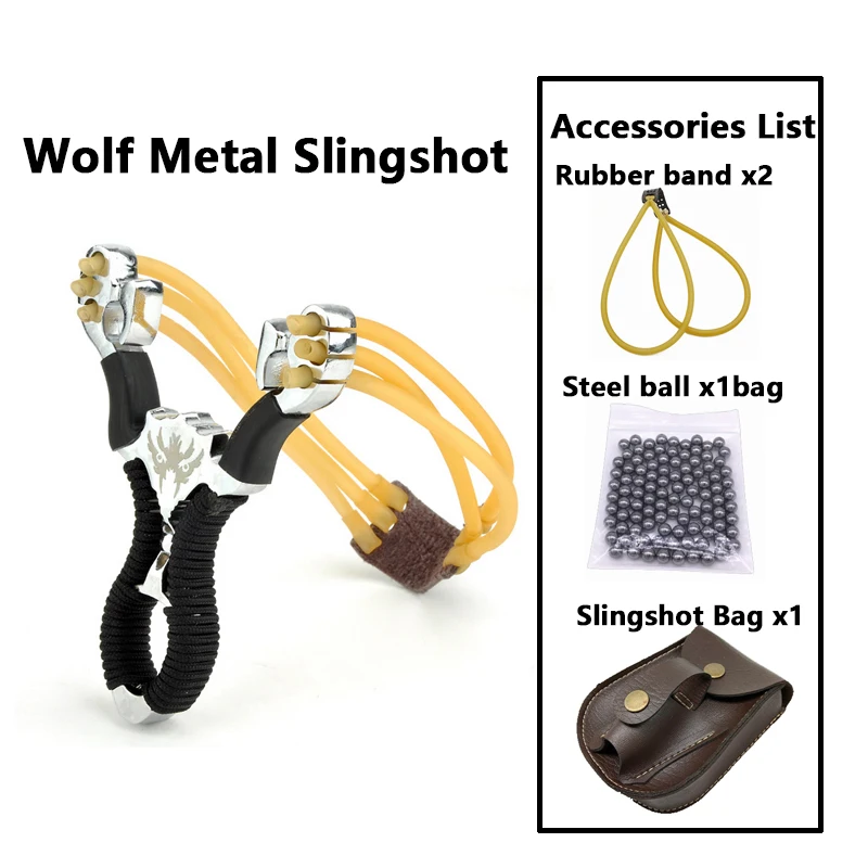 Алюминиевая спусковая вилка с металлическим карманом для шаров - комплект для охоты с луком в стиле волчьего пустья на открытом воздухе, переносной и мощный, для катапульты, кемпинга и путешествий.