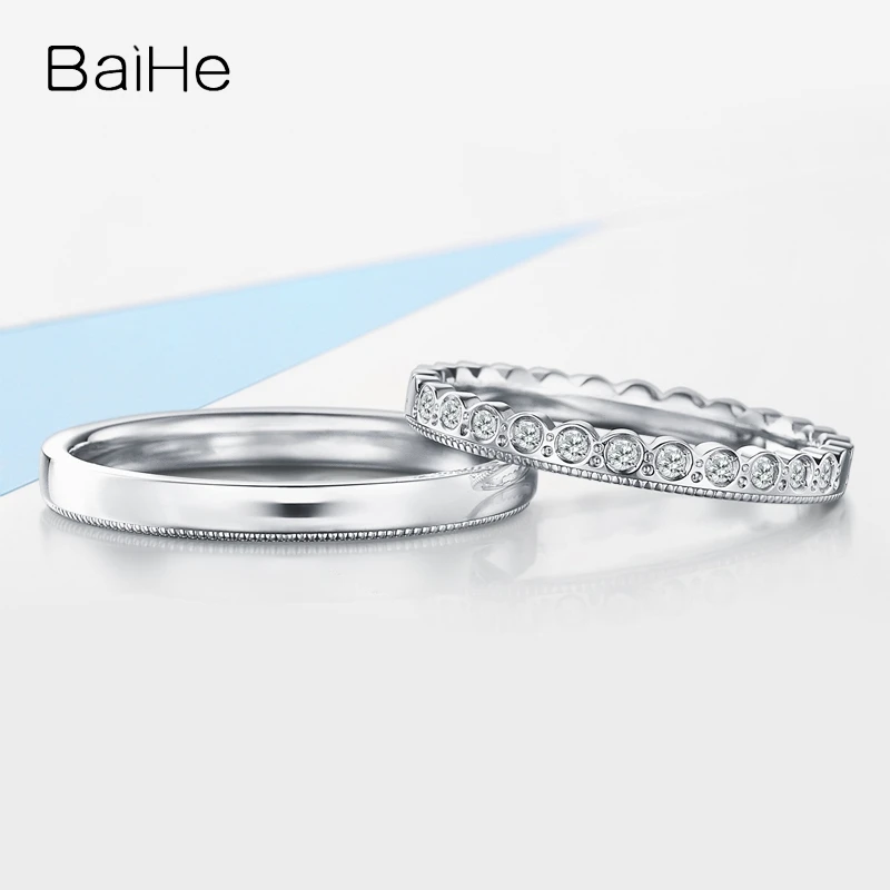 BAIHE однотонное 18K Белое Золото H/SI натуральные бриллианты женское кольцо для