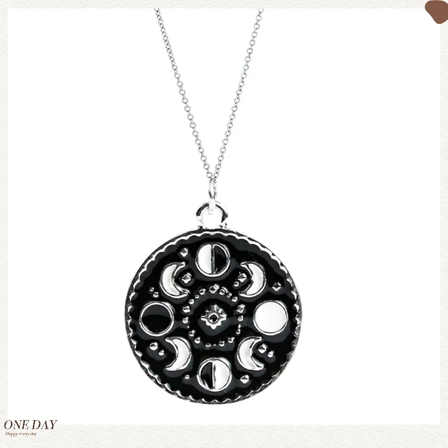 

Модное ожерелье с подвесками в виде фазы Луны, луна, звезда, круглая подвеска из сплава, ожерелье для женщин вечерние бижутерия для вечеринк...