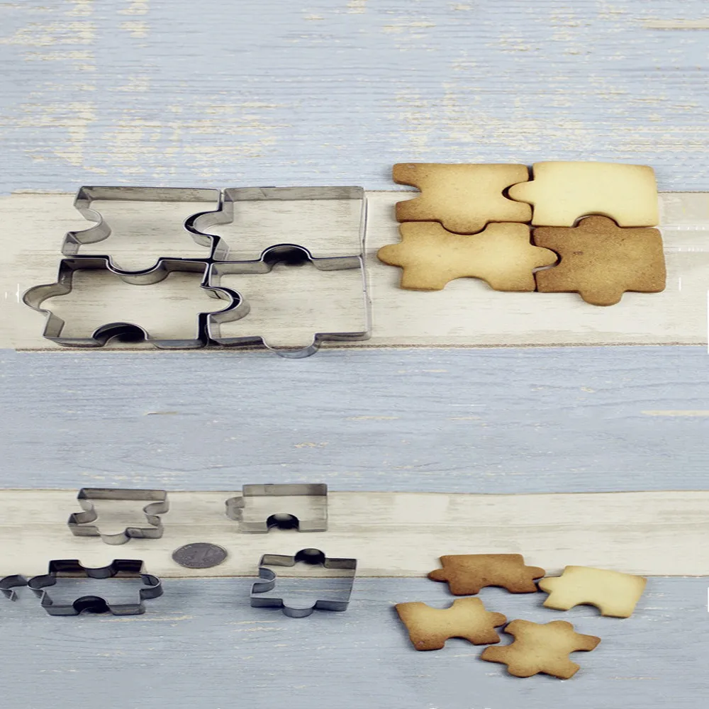 

4Pcs/set Cookie Puzzle Shape Stainless Steel Cookie Cutter Set DIY Biscuit Mold Dessert Bakeware Cake Mold