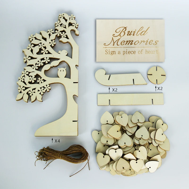 Свадебная Гостевая книга Дерево желаний 3D выгравированное имя деревянное сердце