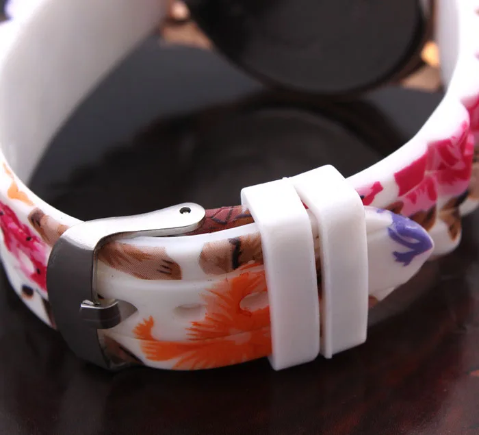 Часы Женские кварцевые с цветочным принтом специальные силиконовые