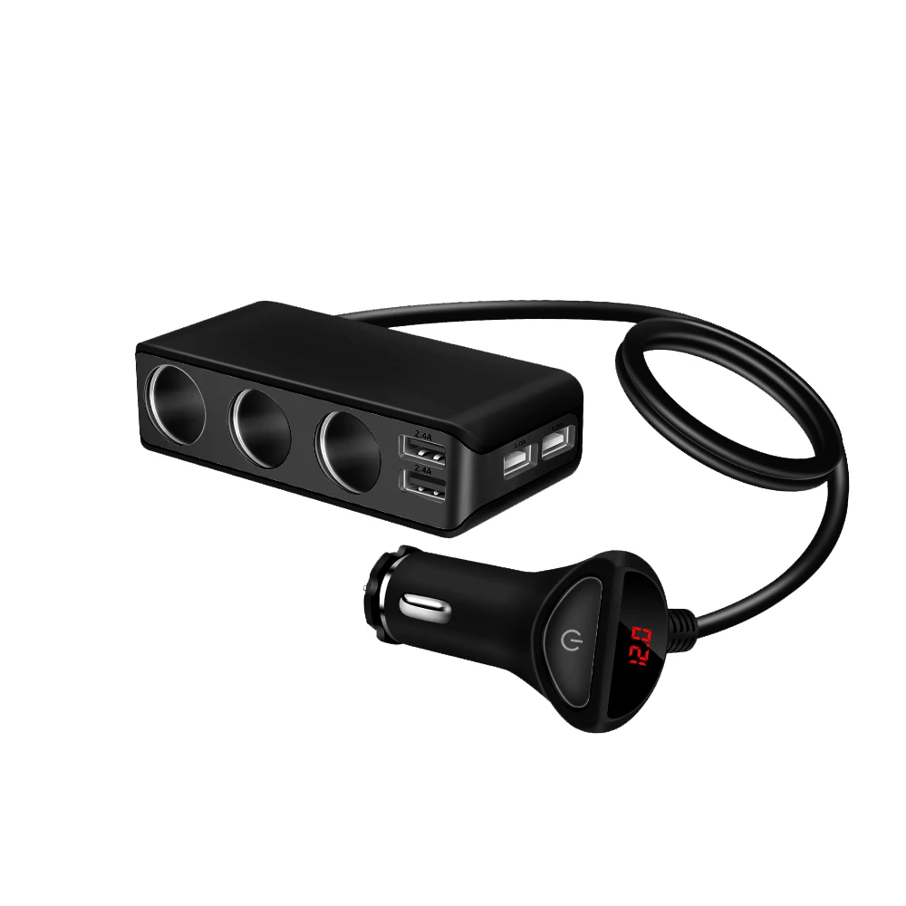 

Onever 4 USB порт 3-полосная розетка для автомобильного прикуривателя Разветвитель 120 Вт выходной адаптер питания 12 ~ 24 В зарядное устройство Быст...