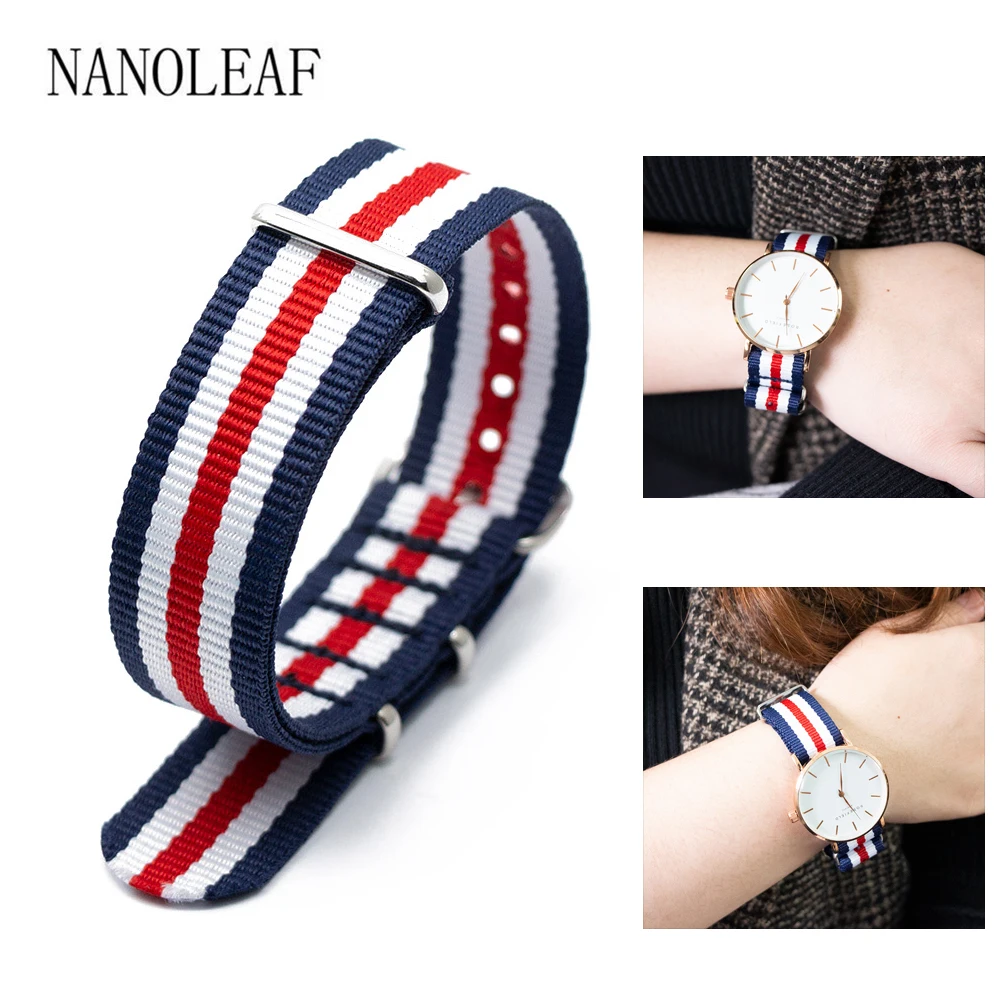 

Fashion Watch Band 18MM 20MM 22MM 24MM for NATO Style Replacement Strap Men's Women's Classic Striped Weave Wristband