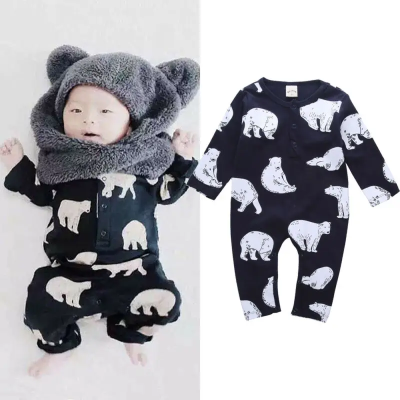 Детский комбинезон с длинным рукавом и принтом животных|Ромперы| |