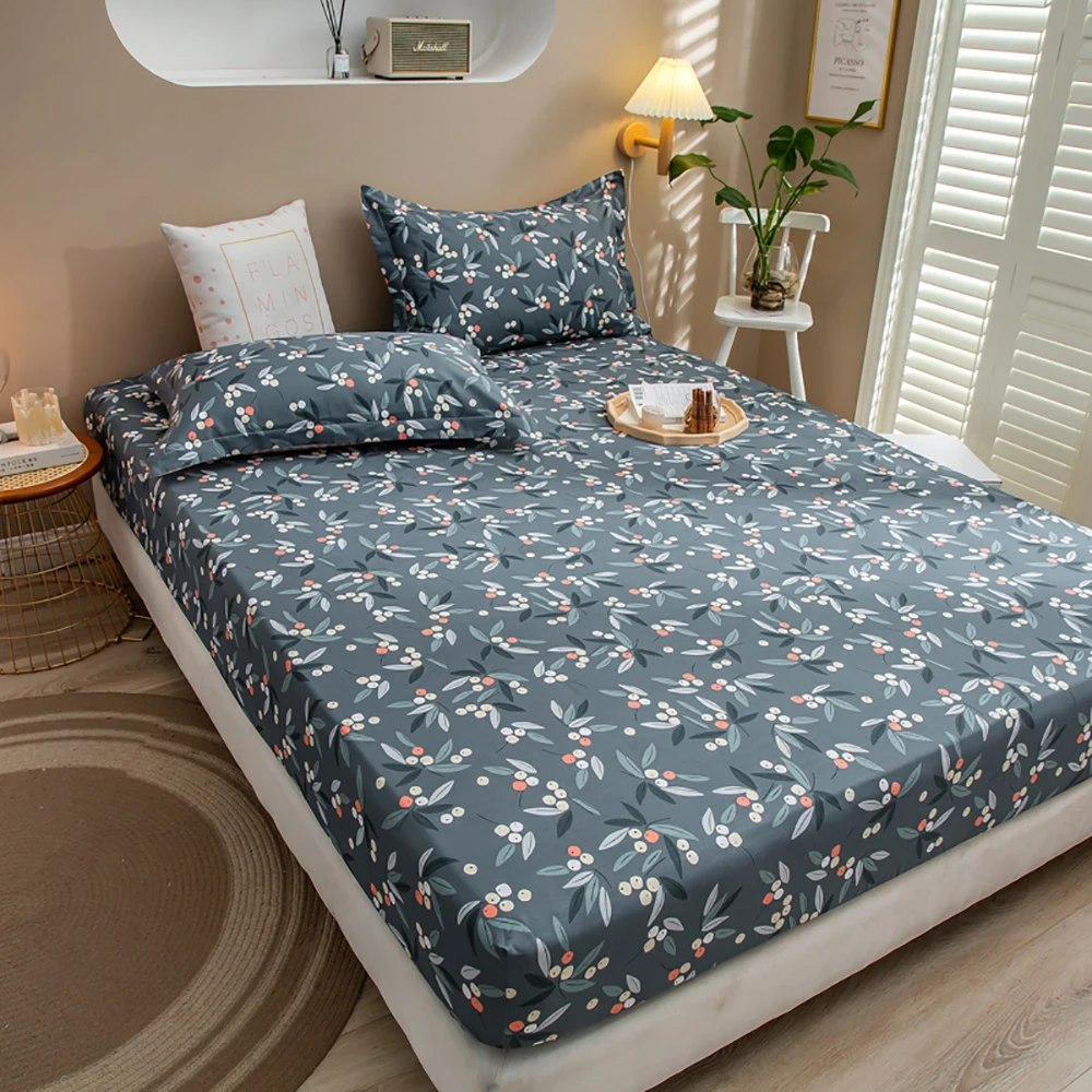 

100% Polyester Fibre The Fitted Printing Bedding Soft Bed Aheets Breathable Strong Fashion Modern Anelastic With A Solid
