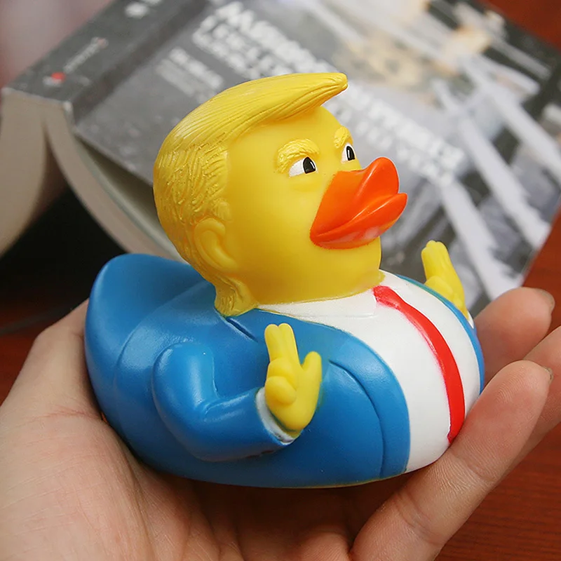

2PCS Trump Duck Bath Toy Shower Water Floating US President Rubber Duck Children's Toy Collection hobby Birthday Gift Car Decor