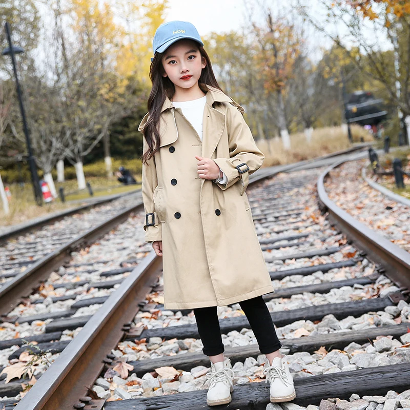 

2020 New kids Girls Jackets Solid Detachable Children Windbreaker Bow Coat Trench Spring Autumn 3-14T Baby Girl Jacket