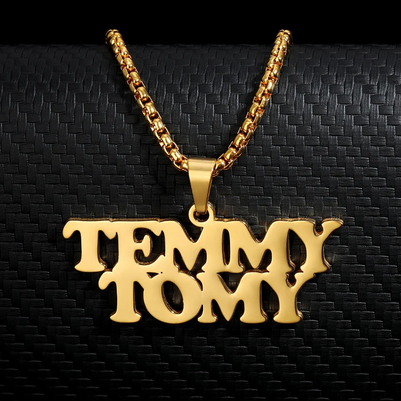 Ожерелье в стиле панк с двумя именами под заказ Женское и мужское модное