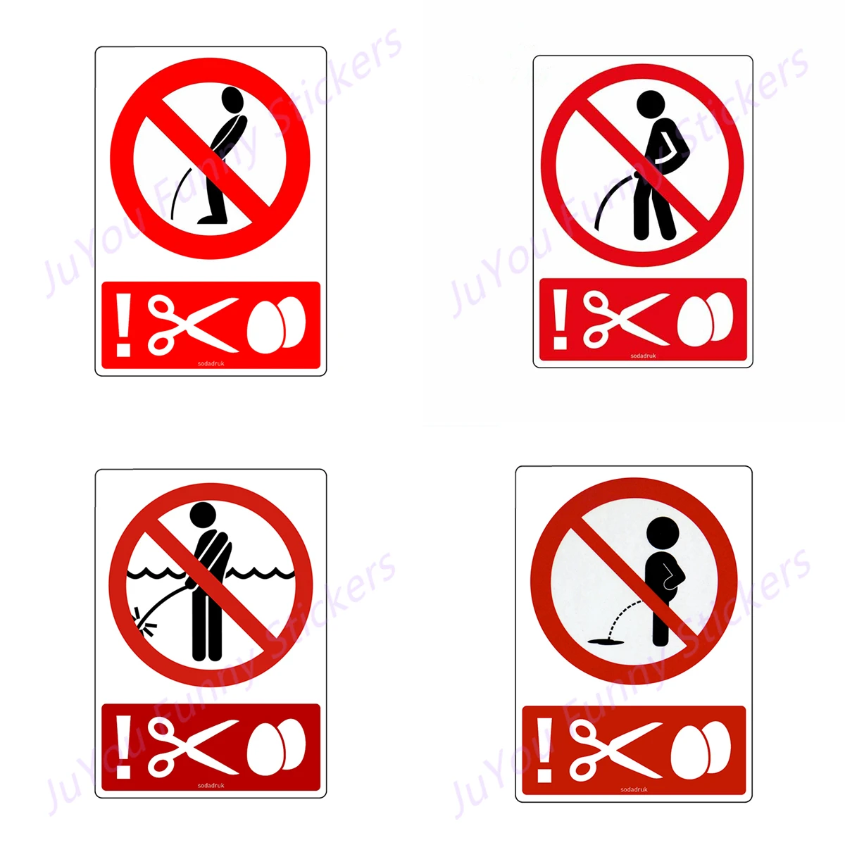 

JuYou Funny Stickers Exterior Accessories Scissors Prohibit Toilet Car Sticker Anime Waterproof Refrigerator Decoration Decal
