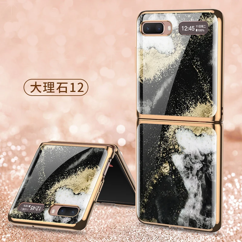 original tempered glass case for samsung galaxy z flip luxury plating hard phone cover for samsung z flip zflip 4g 5g case shell free global shipping