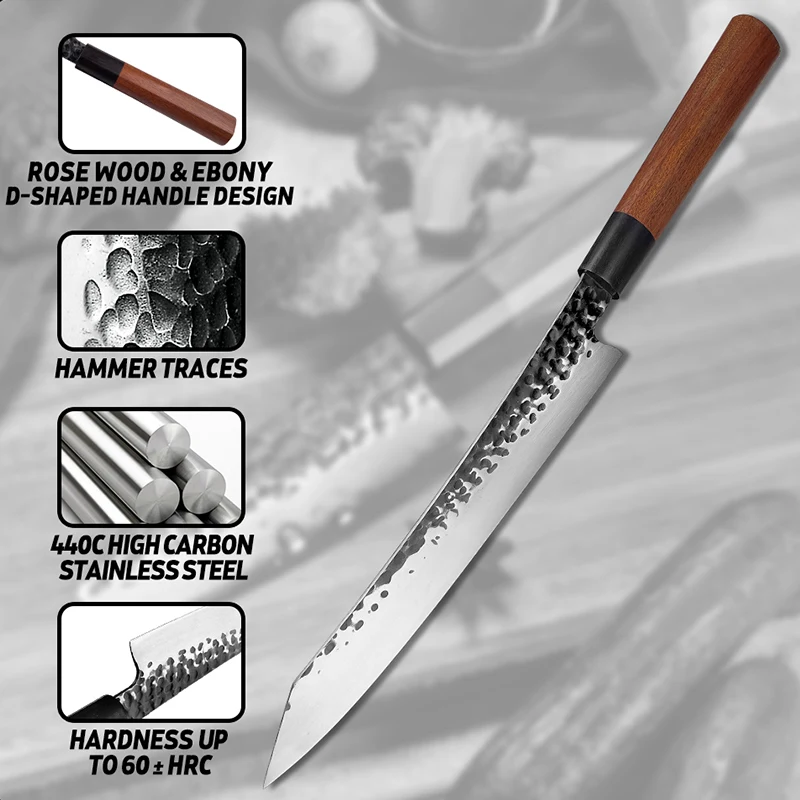 Нож для нарезки мяса Grandsharp 9 дюймов лезвие молотка из нержавеющей стали кухонный