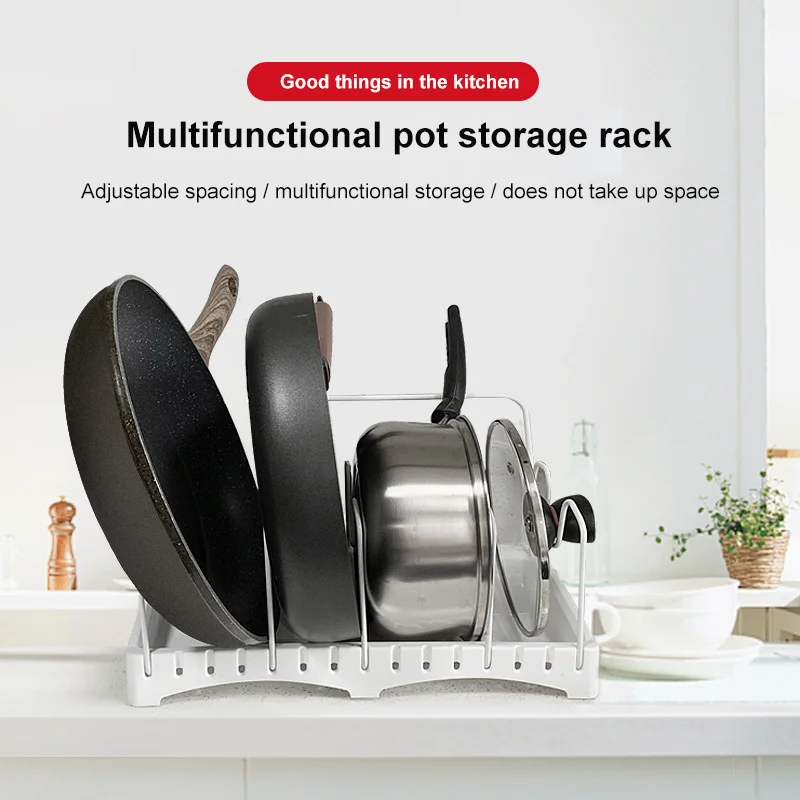 

Adjustable kitchen pot cover rack pot storage rack sitting table pan rack chopping board board drain storage rack Kitchen Tools