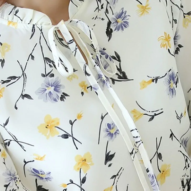 Blusas 2021 Весенняя Новая модная женская шифоновая блузка с низким вырезом рубашка