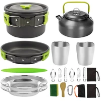 camping cookware utensils set alumina outdoor hiking picnic cooking tableware camping tableware pot pan 1 2persons