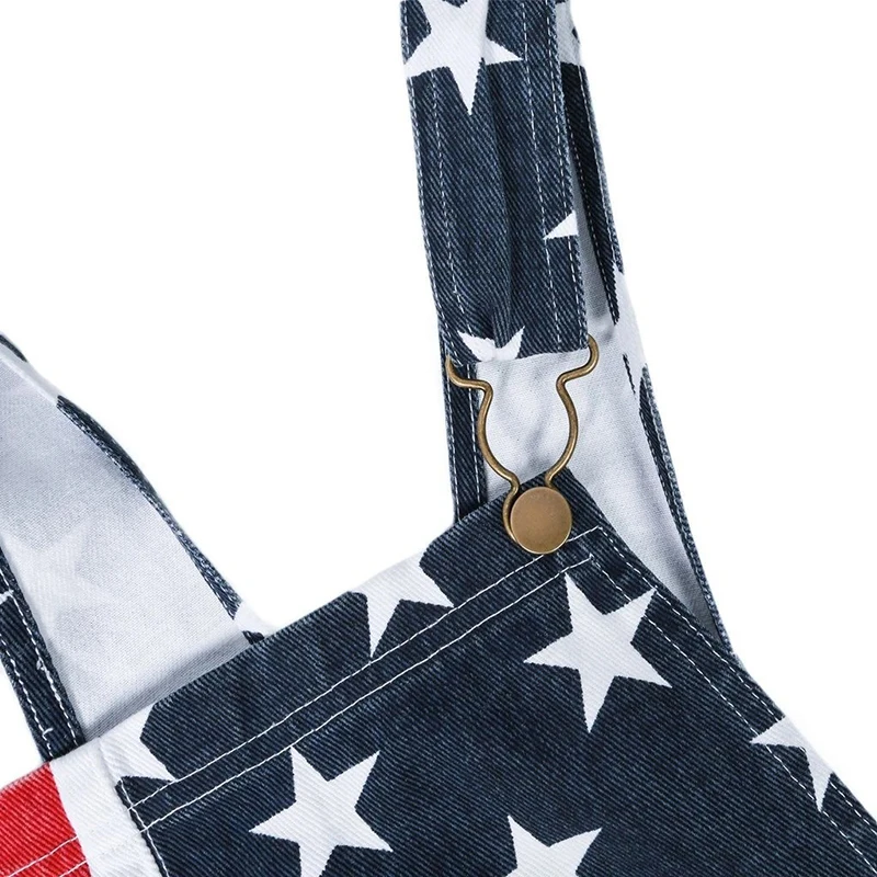 

Unisex American Flag Print Jumpsuit Independence Day Patriotic Denim Overalls Festival Sleeveless Straps Pants S-4XL XRQ