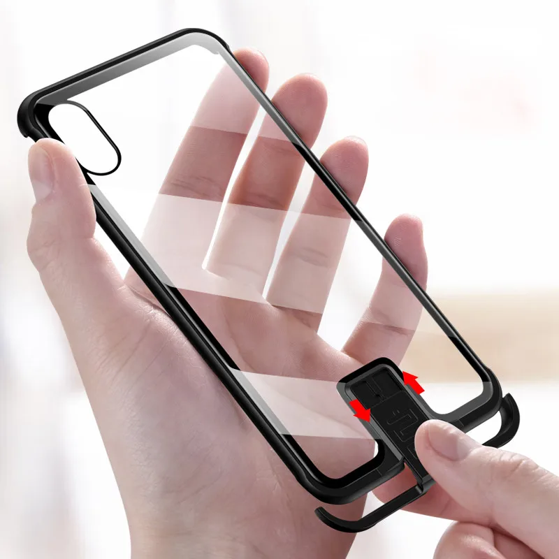 

Противоударный металлический стеклянный прозрачный чехол для iPhone Xs Max, Бескаркасный двухтактный чехол для iPhone SE 2020, 7, 8 Plus, X, Xr