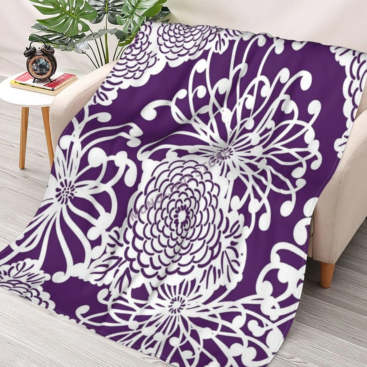

1920's Art Deco Floral Pattern Throw Blanket Sherpa Blanket cover Bedding soft Blankets