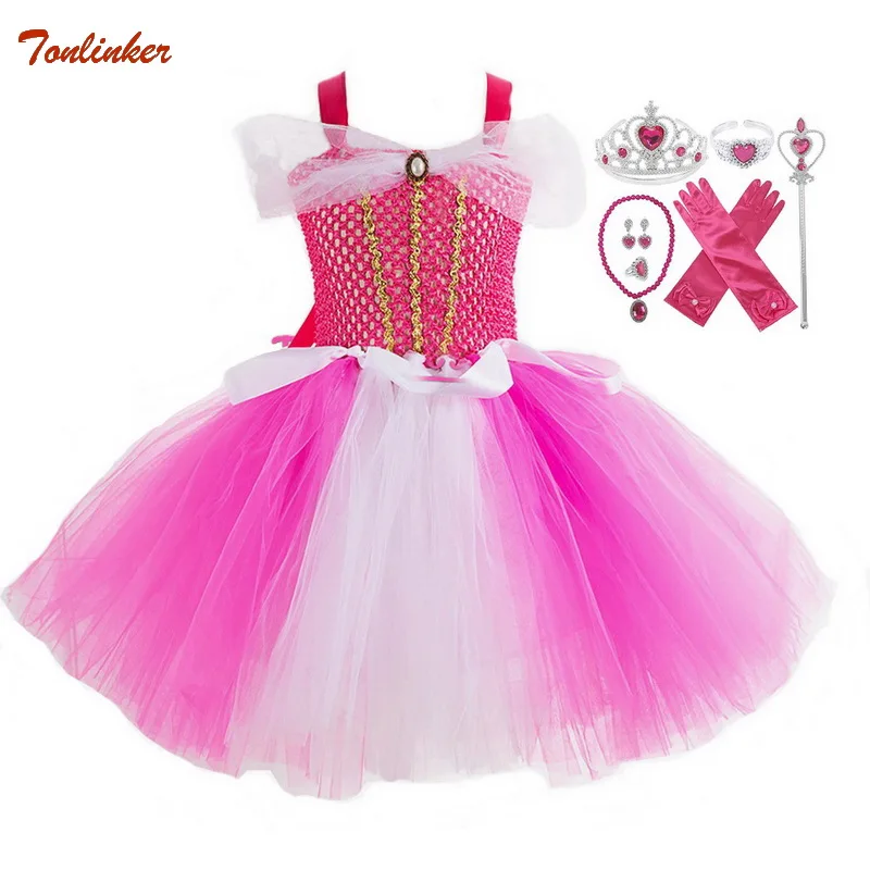 Платье принцессы для девочек костюмы на Хэллоуин вечерние Аврора платье Дети