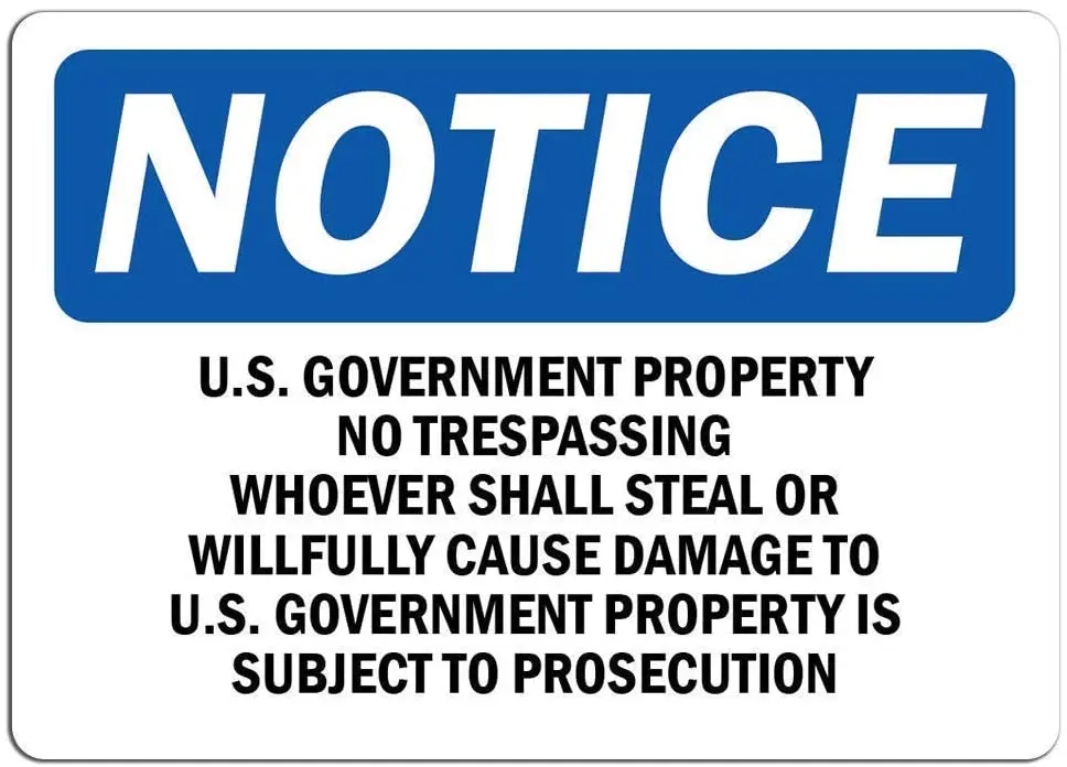 

Home Pub Bar Deco Wall Decor Poster 12x8inches,Notice U.S Government Property No Trespassing Sign Hazard House Decor Yard