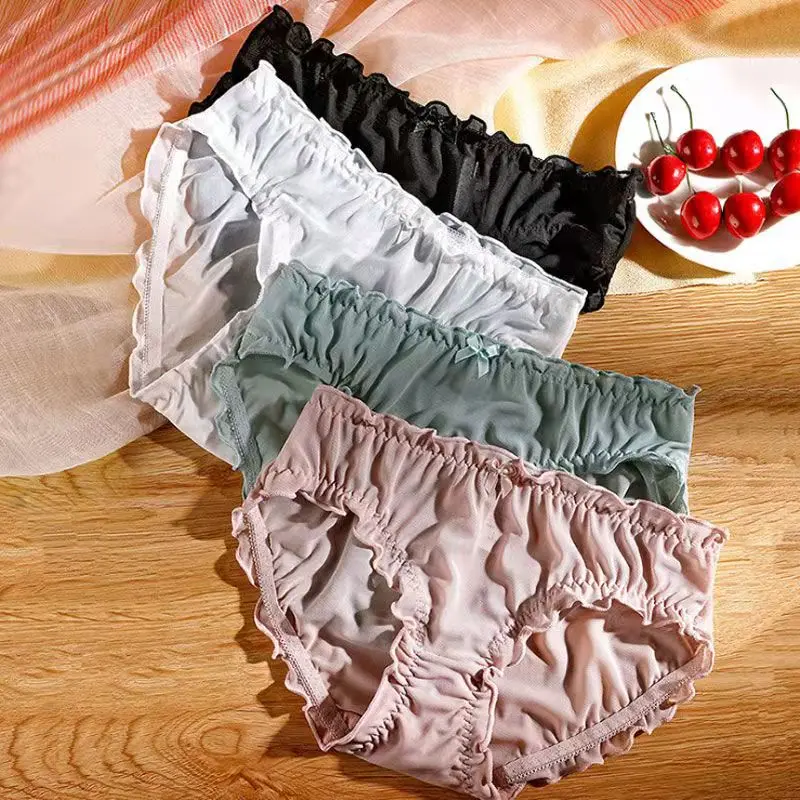 

Sexy Women's Panties Erotic Underwear Temptation Transparent Lingerie Hollow Out Girl Briefs Net Yarn Lace Underpants Sale