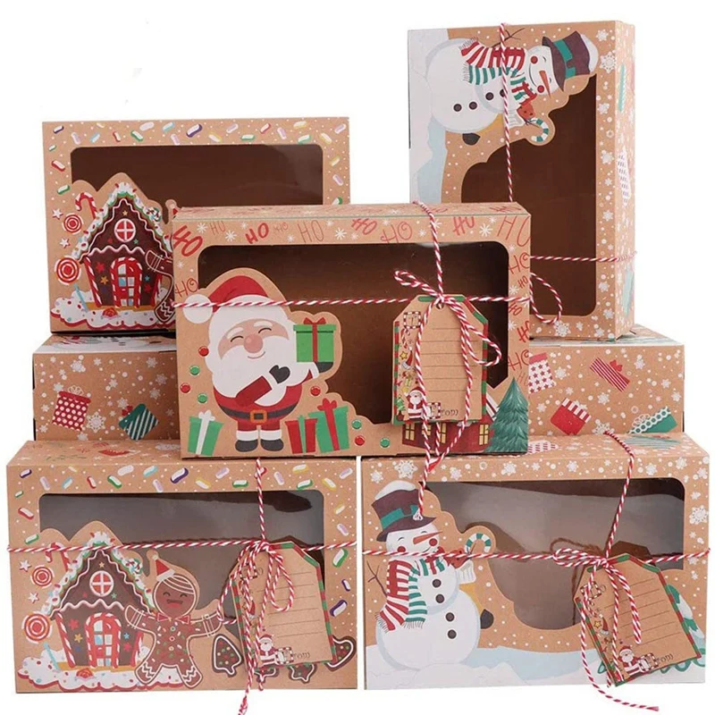 

Christmas Cookie Boxes with Window, Holiday Cookie Boxes for Gift Giving, Pastry, Candy, Party Favors, Christmas Boxes