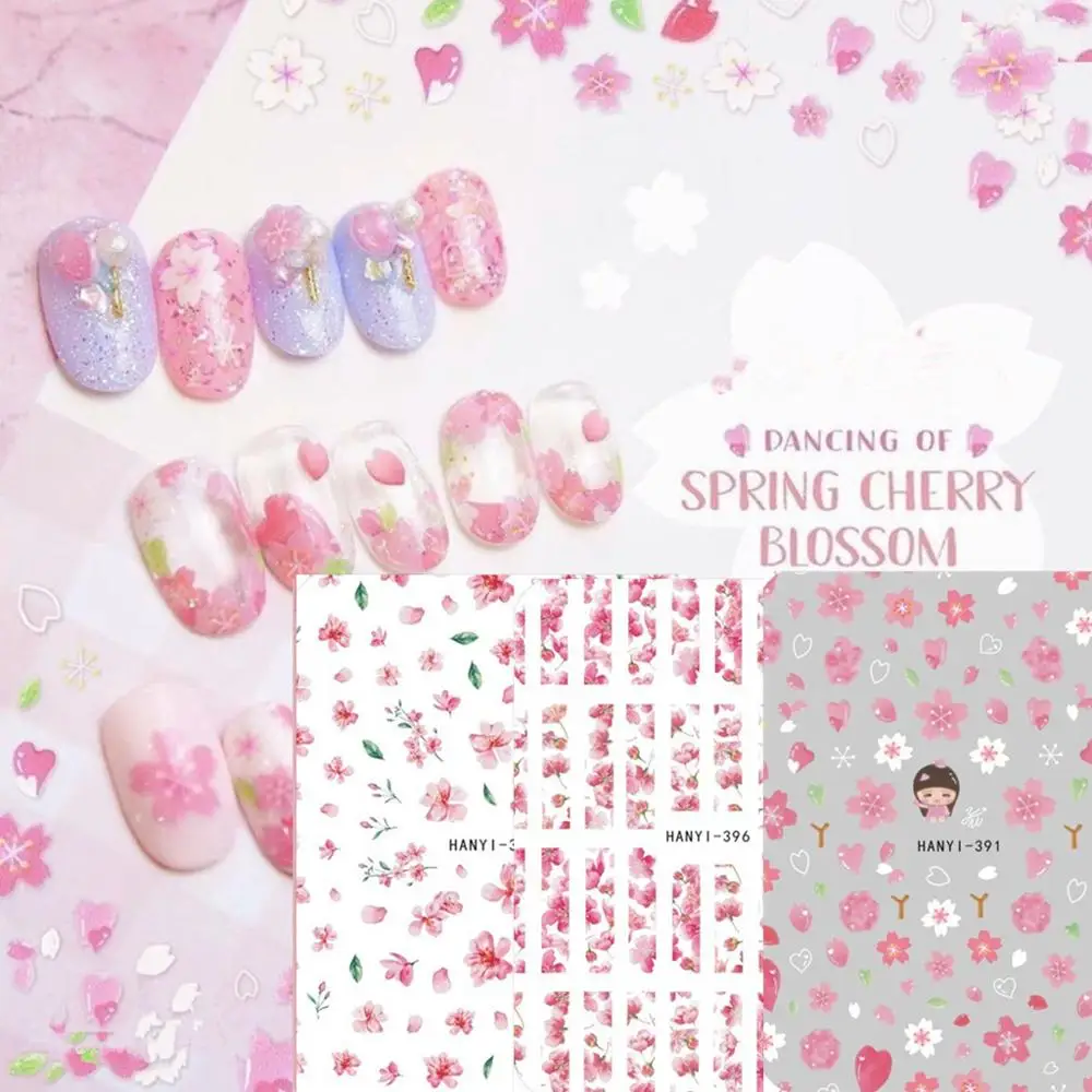 

Newest Spring Sherry Blossom 3D Self Adhesive Decal Slider DIY Manicure Decoration Tips Nail Stickers HANYI 391 396 395