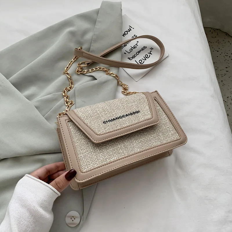 

S. ikrr woolen handbags 2020 Women's bag trend PU leather shopper bag chain shoulder cross body purse and handbag female bag