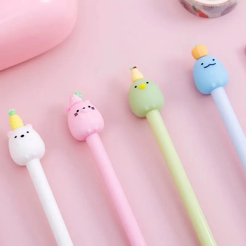 

4pcs 0.5mm Cartoon Fruit Gel Ink Pen Signature Neutral Pens Writing Stationery W8ED
