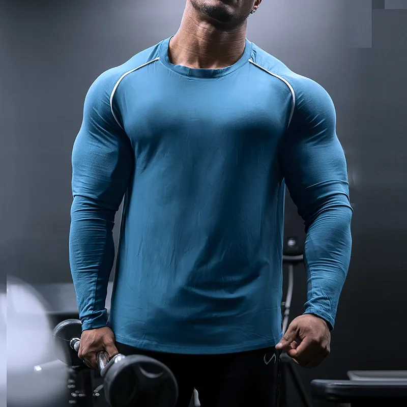 

Muscle Men's Fitness Sportswear Fashion Tops Joggers Running Workout Long Sleeve T-Shirt Moisture-wicking and Quick-drying Men's