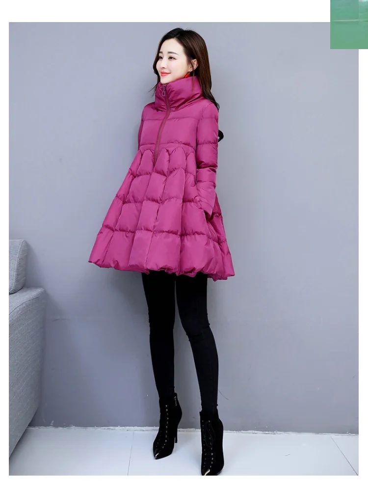 2021 Autumn Women Zipper Cloak Down Cotton Padded Jackets Outerwear Large Size Warm Winter Coats Long Parkas New Jacket Fashion