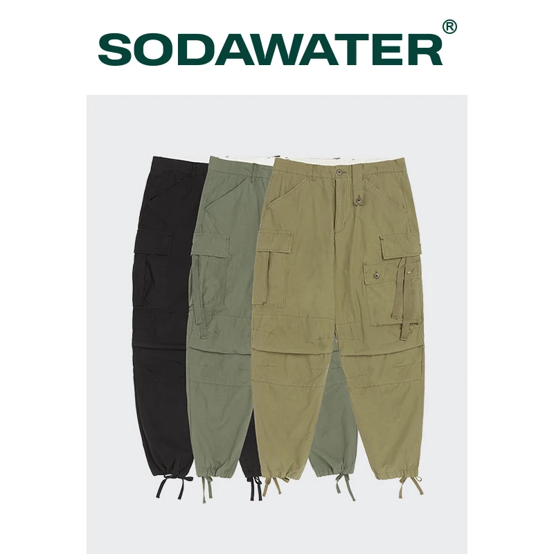 

Брюки-карго SODAWATER мужские тактические, хлопок, много карманов, модные штаны свободного покроя в японском стиле, модные штаны в стиле хип-хоп, ...