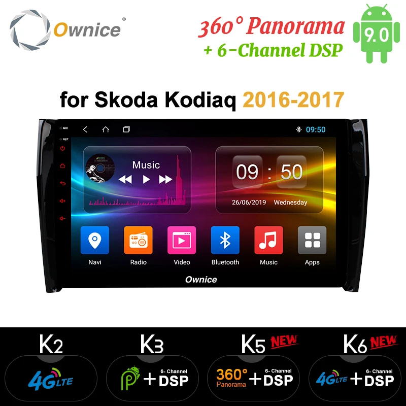 Ownice 10 1 &quotAndroid 9 0 Octa Core 4 Гб RAM 360 панорама DSP автомобильный dvd GPS k3 k5 k6 для Skoda Kodiaq 2016 2017