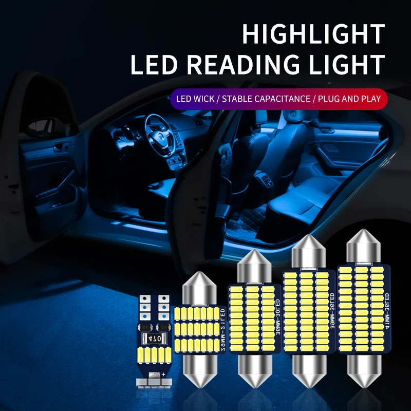 

1x C5W C10W LED Bulb Canbus No error Festoon 31mm 36mm 39mm 41mm Car Interior Readling Light License Plate Lamp 12V 3014SMD Whie
