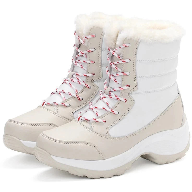 

2021Women Boots White Winter Shoes Ankle Boots Super Warm Snow Platform Shoes With Heels Boots Female Botas De Mujer