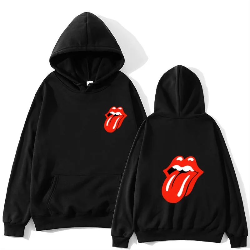 

Women Couple Hoodies Sweatshirt Tracksuit Sports Sweatshirt 2021 spring and autumn Hip Hop Red lips print Casual Loose Jumper