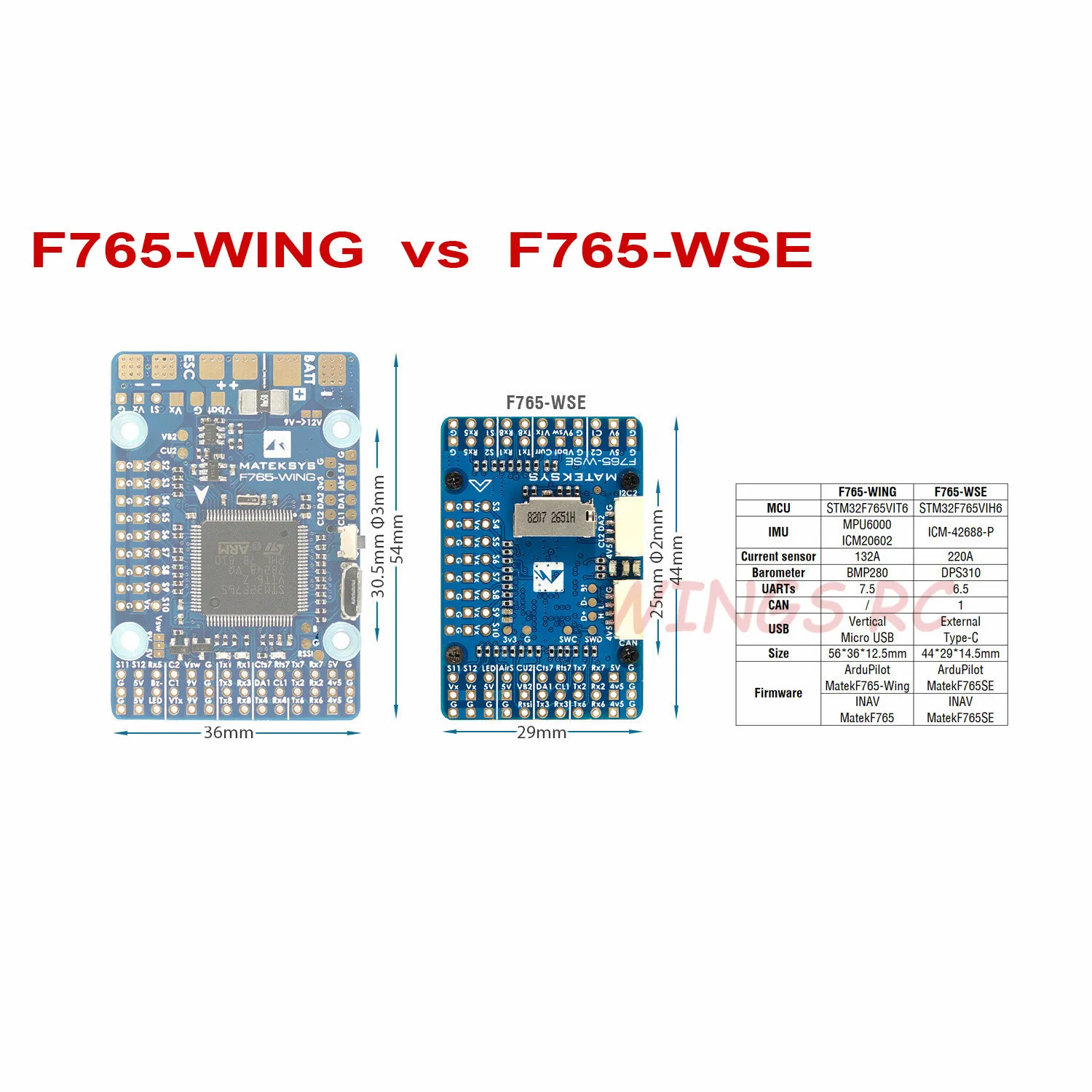 Система управления полетом MATEK F765-WSE STM32F765VIH6 2-6S Контроллер полета ArduPilot INAV для