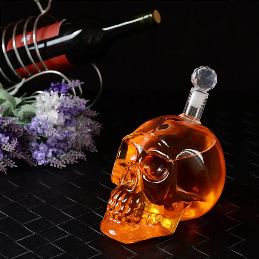 Halloween Crystal Skull Head Bottle Whiskey Vodka Wine Decanter Whisky Glass Beer Spirits Cup Water Bar Home |