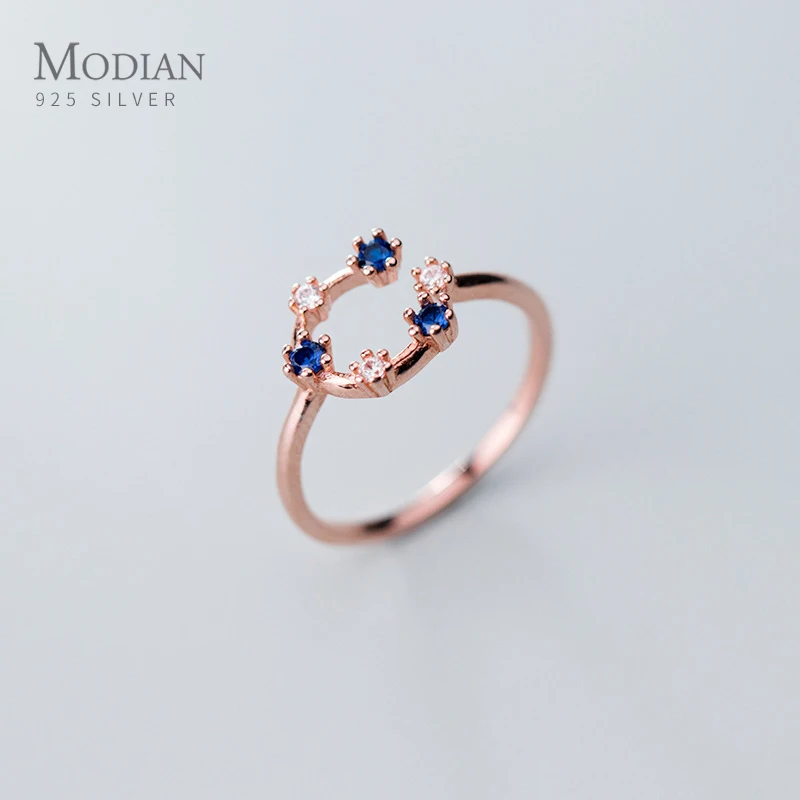 

Modian Bule Crystal Letter C Shape Sterling Silver 925 Ring for Women Simple Wedding Engagement Ring Fine Jewelry 2020 Design