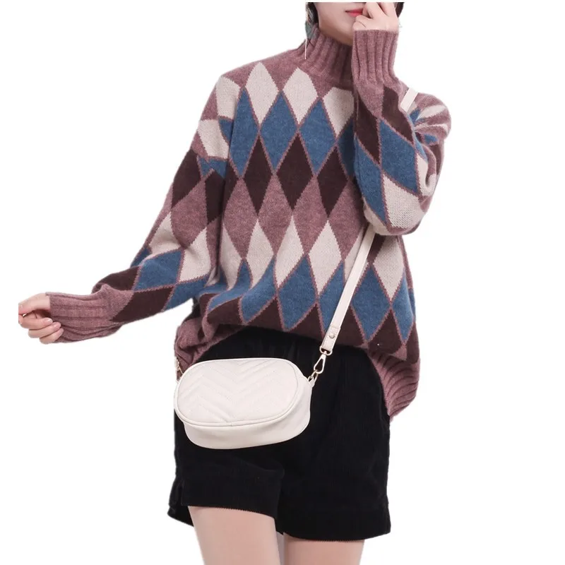 

Женский свитер с высоким воротом, плотный теплый трикотажный пуловер, зима 2020, DD2427