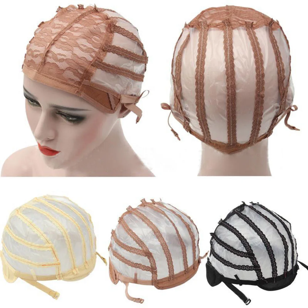 

Lace Wig Caps for Making Wigs And Hair Weaving Glueless Adjustable Strap on the Back Weaving Cap Good Quality Hair Net Black