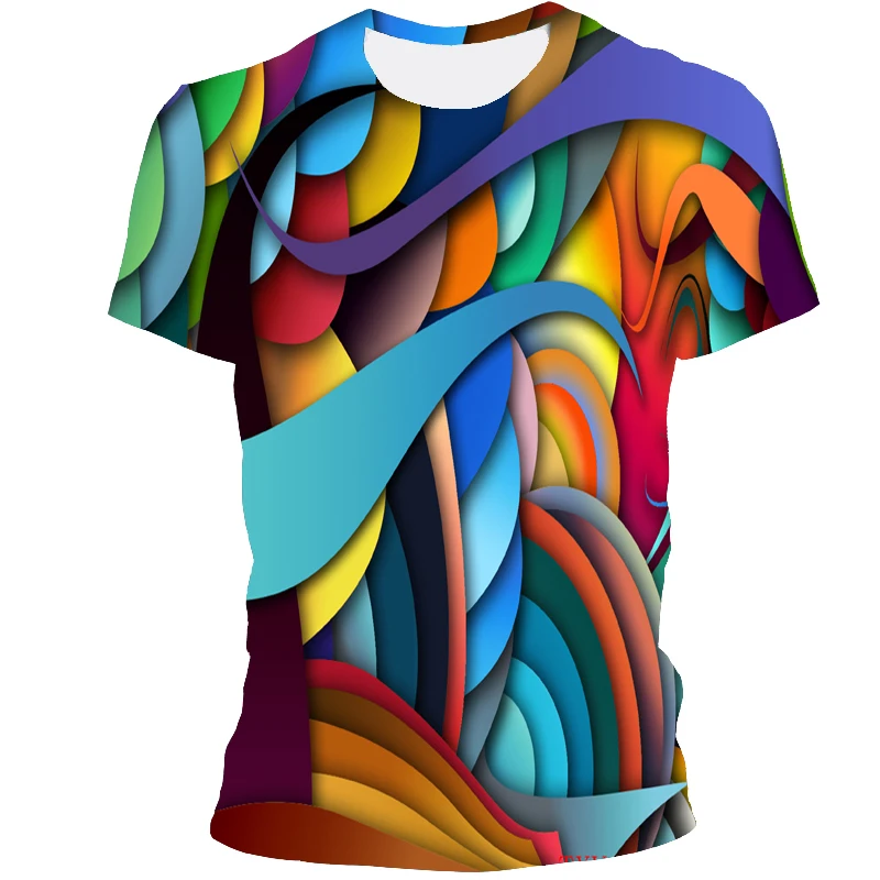 

Summer New Casual Abstract Vision 3D Design T-shirt Fashion T-shirt Quick-drying 3D Printing Round Neck Short-sleeved T-shirt