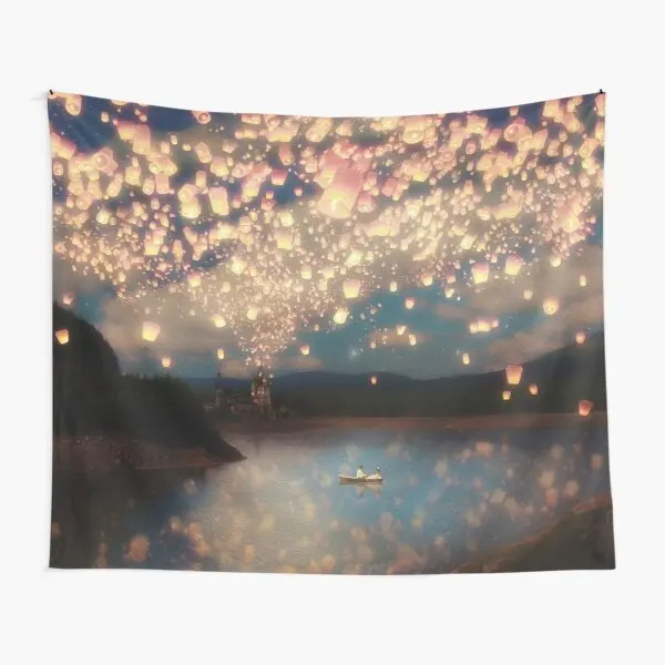 

Wish Lanterns For Love Tapestry Travel Home Decoration Blanket Beautiful Room Colored Mat Living Yoga Wall Decor Bedspread