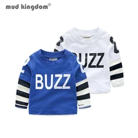 mudkingdom boys patchwork t shirts stripe letter casual tops long sleeve undershirts children clothing for toddler spring autumn