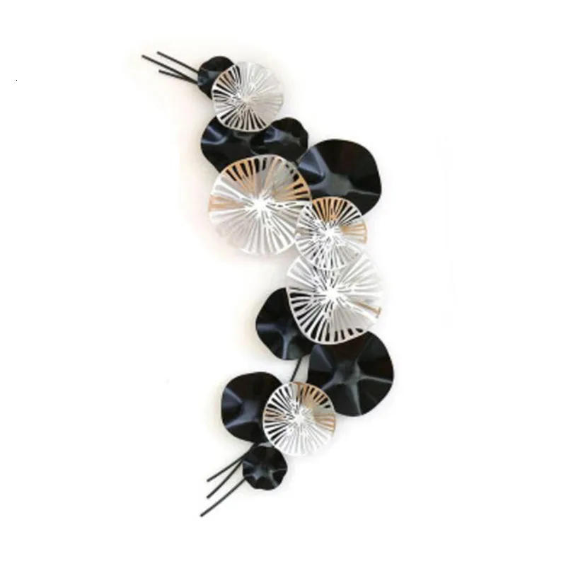 

Home Crafts Art Ornament Modern Wrought Iron Lotus Leaf 3D Stereo Wall Decorative Livingroom Luxury Wall Hanging Mural R1255
